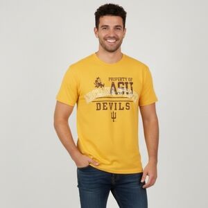 TLC Sportswear Men's Yellow ASU Graphic Short Sleeve Crewneck T-Shirt Size Large